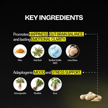 Key ingredients with their benefits on a black background